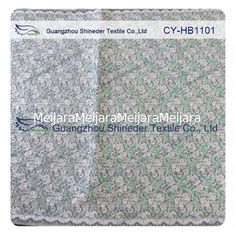 China Green Double Color Matalic Embroidered Lace Fabric / Dressmaking Fabric supplier