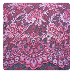 China Red Chantilly Silver Nylon Lace Fabric ,  Eyelash Lace Trim For Womens Dress supplier