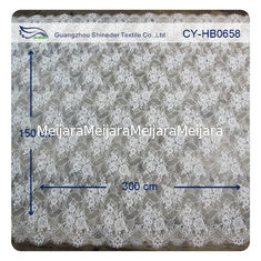 China Nylon Ivory Floral Scalloped Edged Normal Dyeing Bridal Dress Lace Fabric supplier