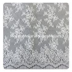 China 100% Nylon Ivory Floral Scalloped Edged Chantilly Lace Wedding Dress Customized supplier