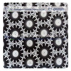 China Fashion Big Black Floral Cotton Lace Fabric , 50% Cotton 50% Polyester supplier
