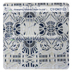 China White And Black Big Geometric Cotton Polyester  Lace Fabric , 1.45 - 1.5m supplier