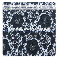 China White / Black Color Nylon Cotton Floral Dress Fabric , Embroidered Lace supplier