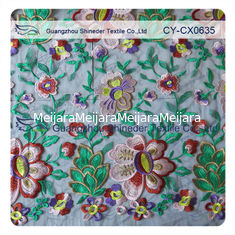 China Eco - friendly Cotton  Lace Fabric Floral Embroidered With 120cm Width supplier