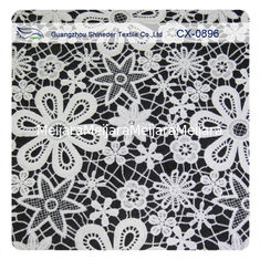China Garment Crochet Embroidered Lace Fabric , Eco - Friendly Dyeing supplier