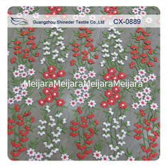 China Muti - Color Floral Embroidered Lace fabric , Crochet Fashion Textiles supplier