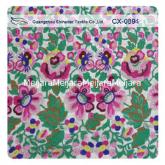 China Colorful Floral Embroidered Crochet Lace Fabric For Fashion Garment supplier