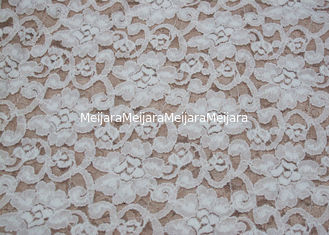 China Fashion Brushed White Lace Fabric Flower Shape , Stretchable 135cm Width CY-LQ0042 supplier