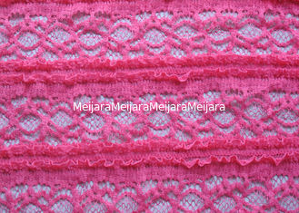 China Delicate Pink Crocheted Lace Fabric Stretch In Ladies Garment , Shrink-Resistant supplier