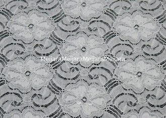 China White Elastic Lace Nylon Spandex Fabric Beautiful Elegant CY-LW0783Y supplier