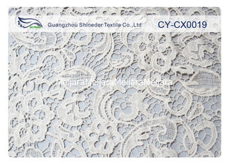 China White Flower Embroidered Lace Fabric Cotton / Nylon / Metallic CY-CX0019 supplier