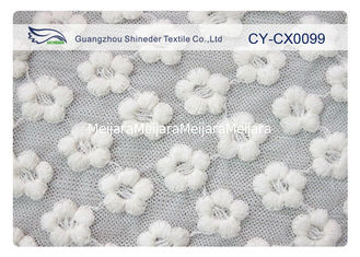 China Flower Shape White Embroidered Lace Fabric for Wedding Dress CY-CX0099 supplier