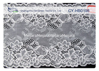 China White Stretchy Cotton Nylon Lace Fabric Trim For Wedding Dress CY-HB0198 supplier