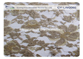 China Water Soluble Gold Metallic Embroidered Lace Fabric For Wedding Dresses supplier