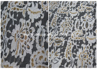 China Colored Stretch Flower Metallic Lace Fabric , Scalloped Edge Lace Fabric supplier