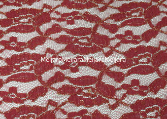 China Stretchable Red Metallic Lace Fabric For Wedding Dress CY-LW0791 SGS supplier