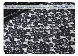 China Black Flower Cotton Nylon Lace Fabric , 65% Nylon + 35% Cotton CY-LW0016 supplier