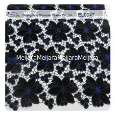 China Anti - Static Embroidered Lace Fabric Black Width 130 - 135cm Polyester Material supplier