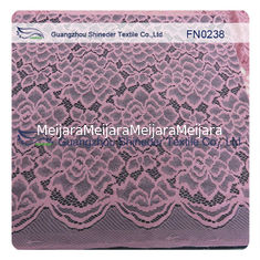 China Fancy Pink Scallop Nylon Wedding Lace Fabric ±140CM Width For Summer Clothes supplier