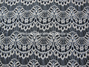 China Corded Scalloped Lace Mesh Fabric Black Guipure For Lingerie / Bra CY-DK0038 supplier