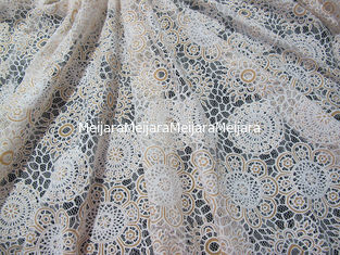 China White Cotton Polyester Lace Fabric Thick Geometric Burnout Lace for Dress Decoration(CY-DK0023) supplier