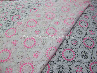 China Pink Geometric Polyester Lace Fabric Cotton Burnout Allover Lace for Lady Clothes(CY-DK0041) supplier