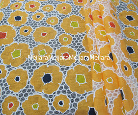 China Cotton Mesh Orange Polyester Lace Fabric for Garment / Lady Dress with Burnout Lace(CY-DK0030) supplier