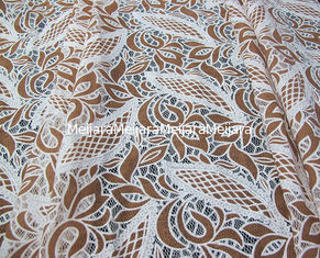 China Blue Cotton Polyester Lace Fabric Leaf Mesh with Eco-friendly Dyeing(CY-DK0024) supplier