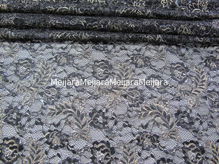 China Vintage Metallic Lace Fabric Blue , Nylon Tulle Floral Lace Fabric SYD-0002 supplier