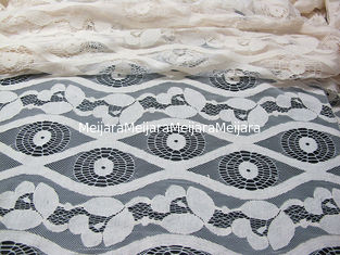 China Soft Ivory Cotton Nylon Voile Lace Fabric , Floral Lace Mesh Fabric SYD-0012 supplier