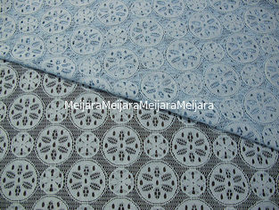China Royal Blue Cotton Nylon Lace Fabric Snowflake Design Dress Material supplier