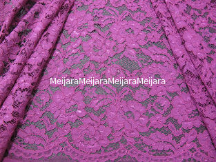 China Elegant Purple Crochet Flower Lace Fabric Nylon Rayon Material For Garment supplier