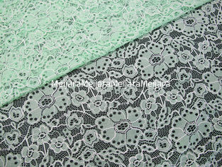 China Custom Durable Cotton Nylon Embroidered Lace Fabric Green Flower Pattern supplier