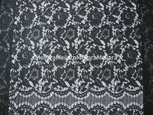 China Black Nylon Corded Lace Fabric Floral Knitted Shrink-Resistant supplier