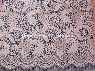 China Elegant Orange Cotton Nylon Rayon Wedding Dresses Lace Fabric No-Elastic supplier