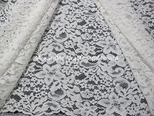 China Beautiful White Corded Lace Fabric / Jacquard Lace Fabric By The Yard supplier