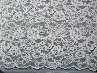 China White Bridal Corded Lace Fabric Knitted Cotton Nylon Rayon Lace For Clothing supplier