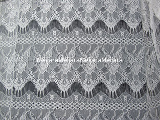 China White Floral Nylon Lace Fabric Eyelash Lace Trim For Lady Dress supplier