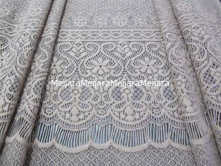China Grey Eyelash Knitted Cotton Nylon Stretchy Lace Fabric Thick Flower For Lady Dress supplier