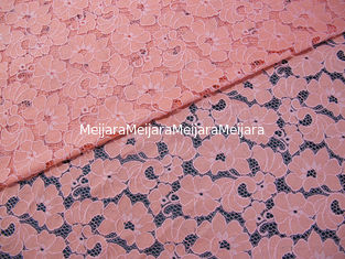 China Ladies Dress Cotton Nylon Floral Lace Fabric Pink Elegant Shrink-Resistant  supplier