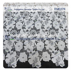China Mesh polyester lace Fabric White Flower  Embroidered Lace material for girls dress supplier