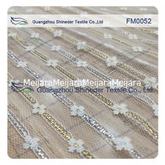 China Light Silver Nylon Metallic Lace Fabric  for garment supplier