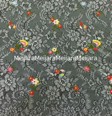 China Small Floral Base on Beautiful Floral scalloped edged  Nylon Embroidered Lace Fabric supplier