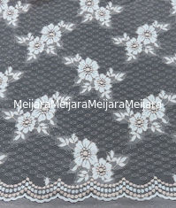 China Light Orange Flower  Cotton Nylon Lace Fabric for dress , fashion garments, wedding dress supplier
