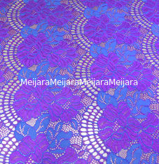 China 150CM Width Floral Cotton Nylon Lace Fabric Purple / White / Black For Ladies Dressing supplier