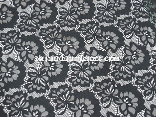 China Black Cotton Nylon Lace Fabric Simple Flower Hollow Design For Apparel SYD-0174 supplier