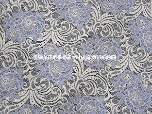 China Light Purple And White Cotton Nylon Lace Fabric Rayon Big Flower Design For Fashion SYD-0183 supplier