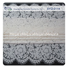 China White Corded Bridal Lace Fabric For Wedding , Embroidery Lace Fabric supplier