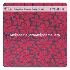 China Red Nylon Corded Fashion Swiss Wedding Dress Lace Fabric , Embroidered supplier