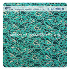 China Green Metallic Guipure Lace Fabric , Nylon Cotton Fabric Flower Lace supplier